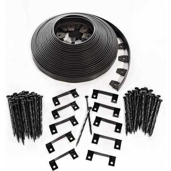 Heavy-Duty No-Dig Landscape Edging, 1.7 in. Tall Straight100 Foot Kit, Blac - Picture 1 of 6